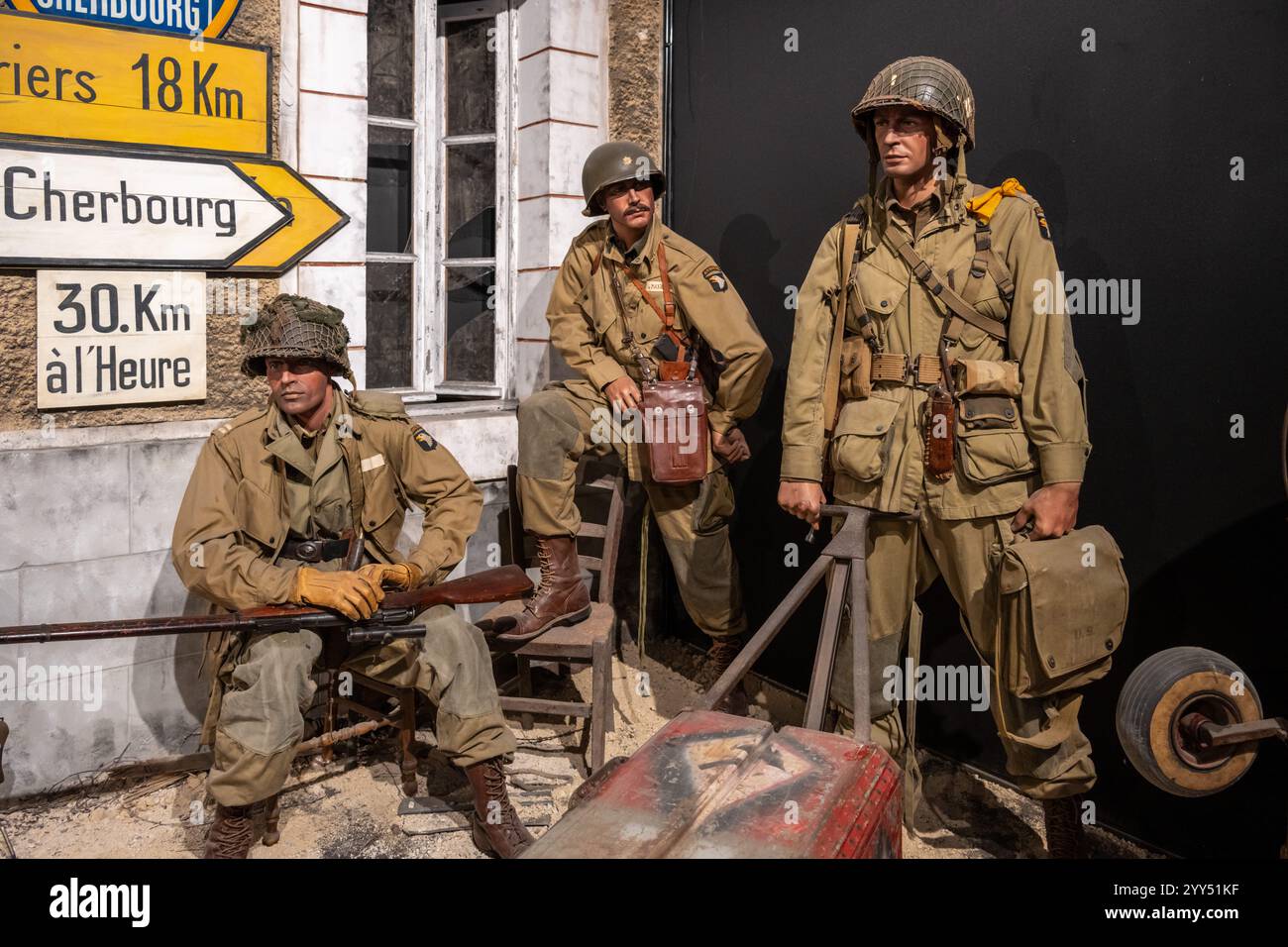 Diorama, D-Day Experience Museum, Carentan, Normandie, Frankreich Stockfoto