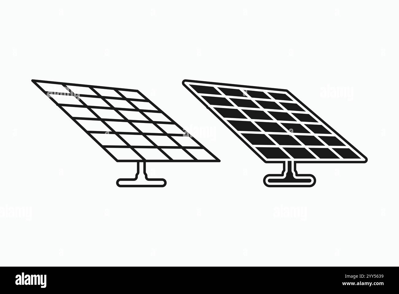 Symbol für Sonnenenergie Sonnenkollektor. Vektorillustration isoliert auf weiß. Stock Vektor