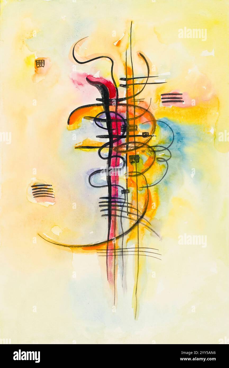 Wassily Kandinsky, Aquarell Nr. 326, abstrakte Aquarellmalerei über Stift und Tinte, 1928 Stockfoto