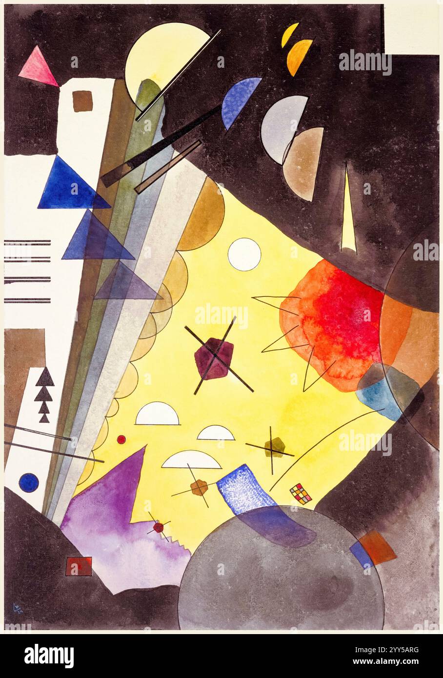 Wassily Kandinsky, Spannung nach oben, abstrakte Aquarellmalerei über Stift und Tinte und Bleistift, 1924 Stockfoto