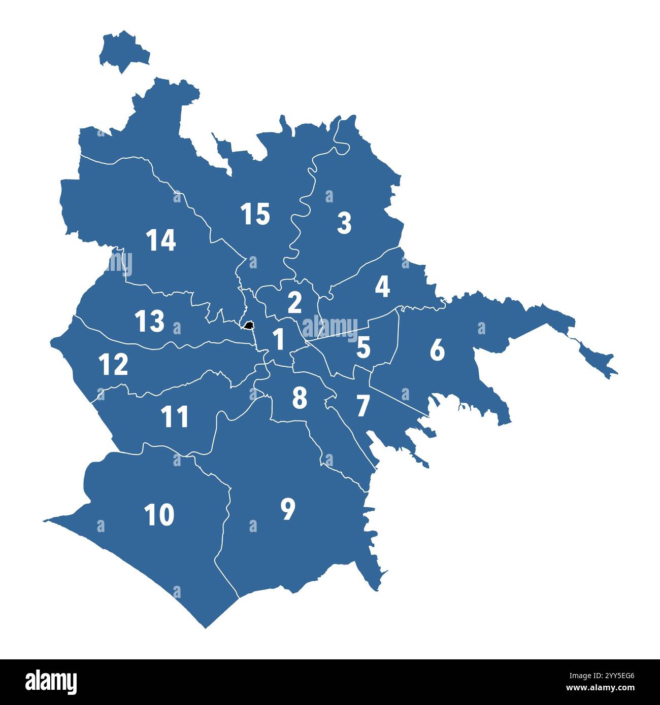 Die 15 Bezirke oder „Municipi“ von Rom in Italien Stockfoto