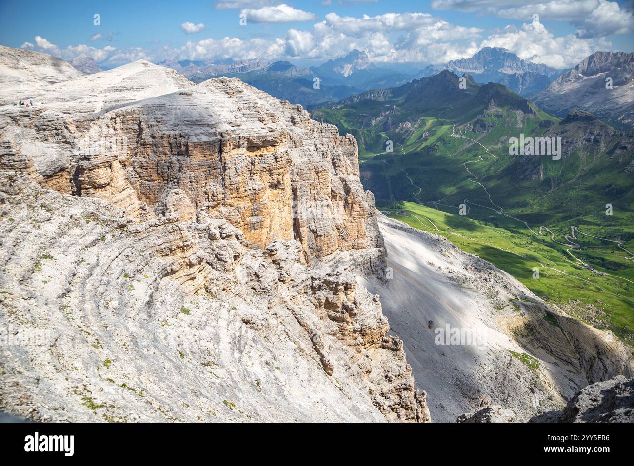 Details zu den felsigen Berggipfeln, Dolomiten, Italien Stockfoto