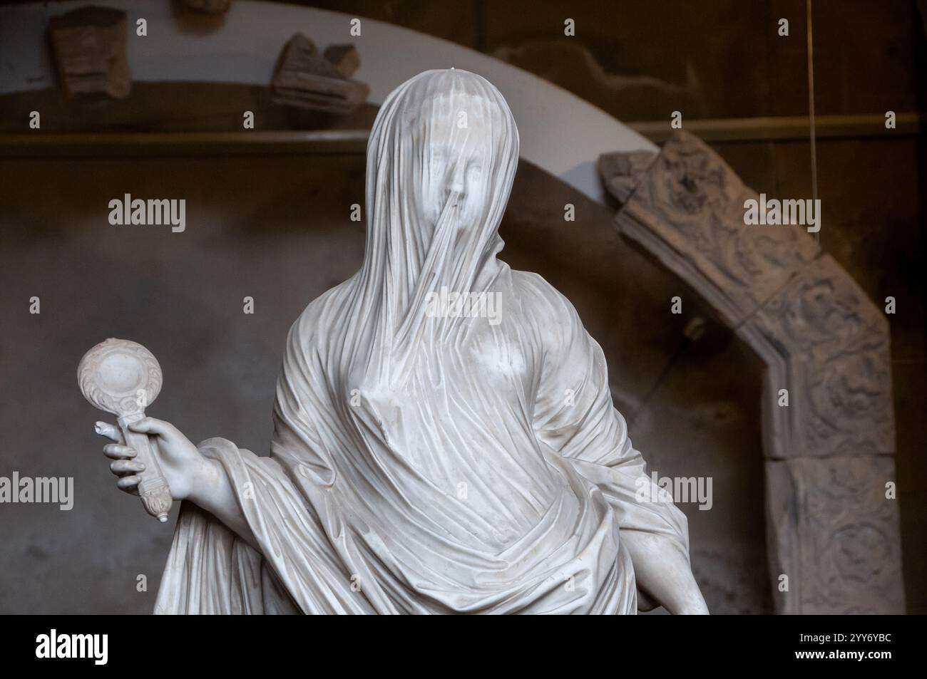 „Die Verschleierte Allegorie“. Gotischer Untergrund der Certosa des Museums von San Martino. Neapel. Stockfoto