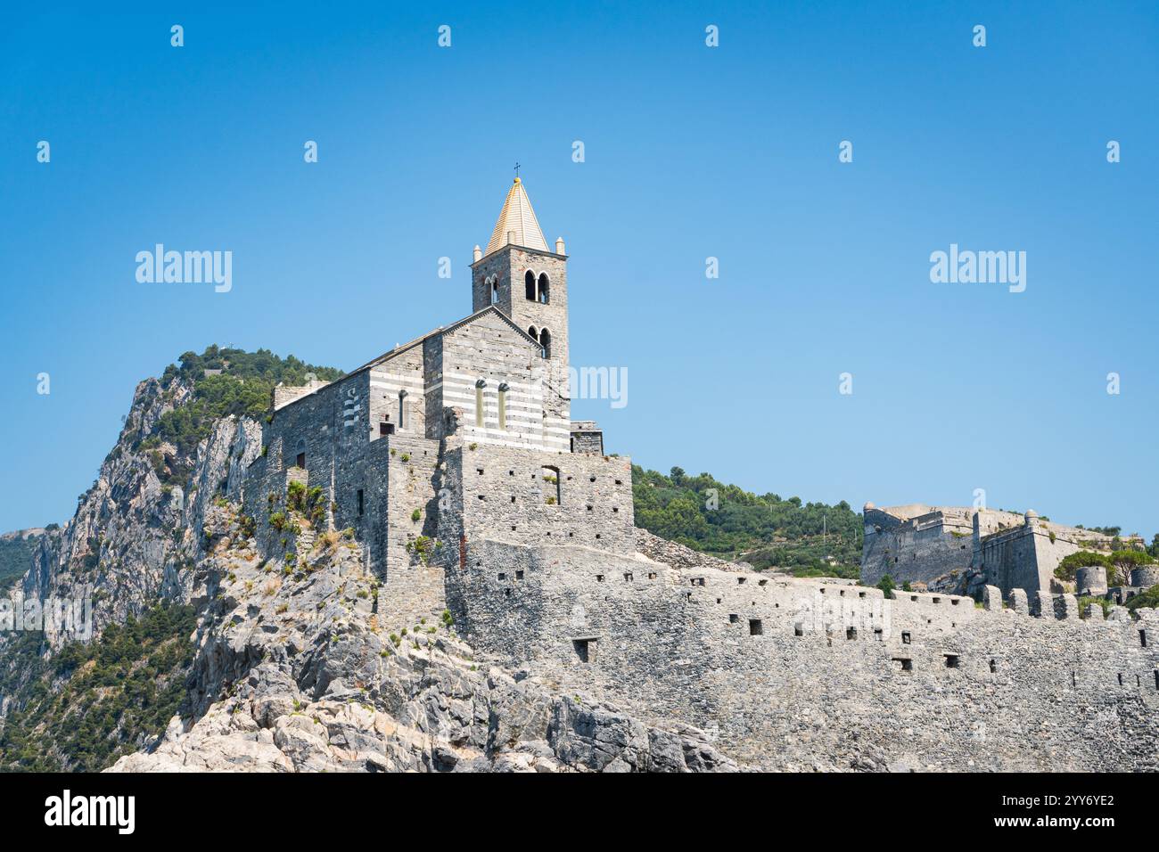 Kirche Chiesa di San Pietro in Porto Venere, Ligurien, Italien. Stockfoto