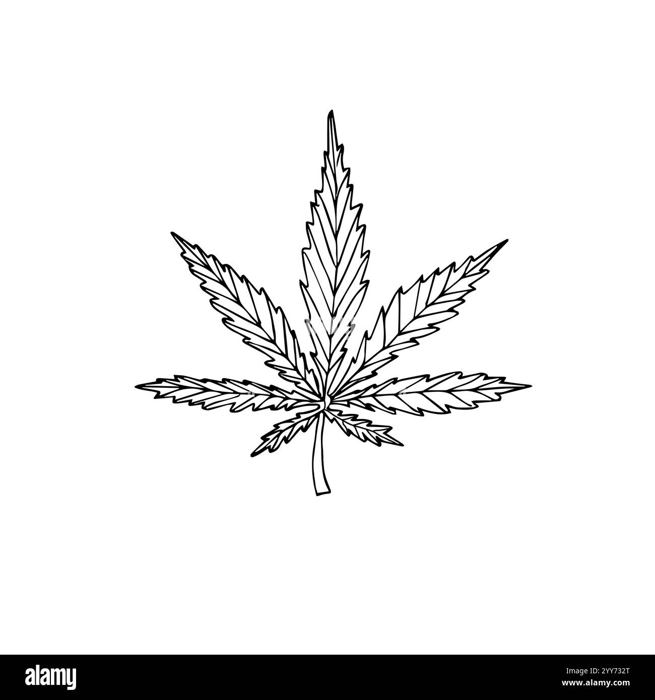 Vektor Hand gezeichnete Kritzelskizze Hanf Cannabis isoliert auf weißem Hintergrund Stock Vektor