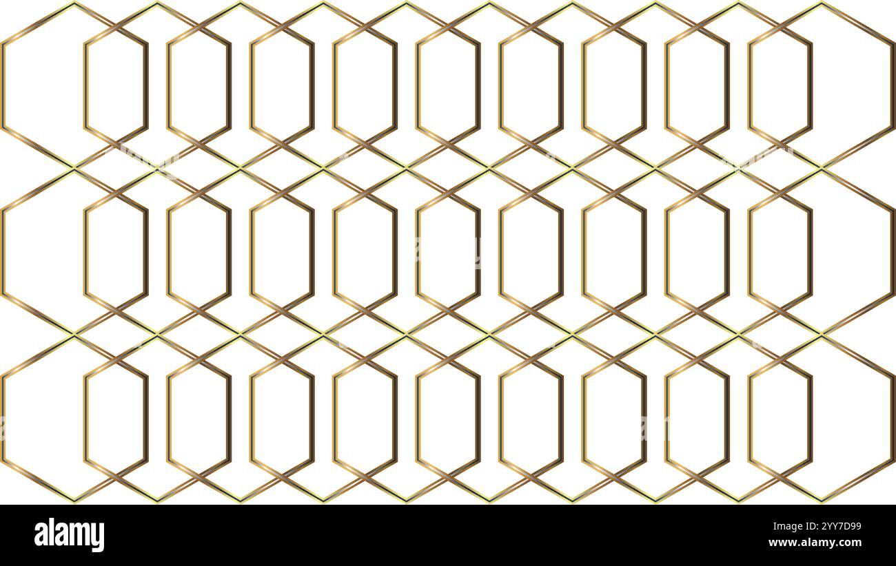 Goldener Hintergrund mit sechseckigem Muster auf weiß Stock Vektor