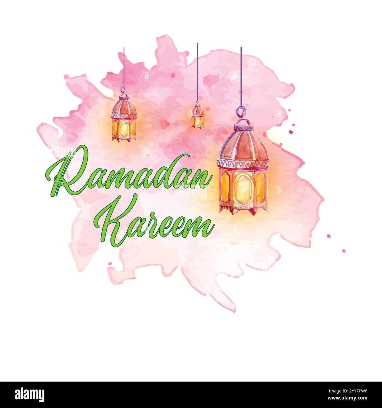 Ramadan Kareem Aquarellillustration, islamischer Ramadan Kareem Grüße Vektor Stock Vektor
