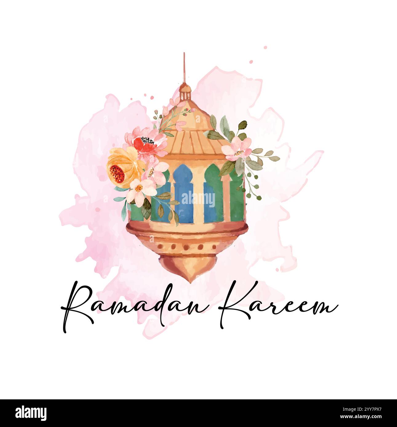 Ramadan Kareem Aquarellillustration, islamischer Ramadan Kareem Grüße Vektor Stock Vektor