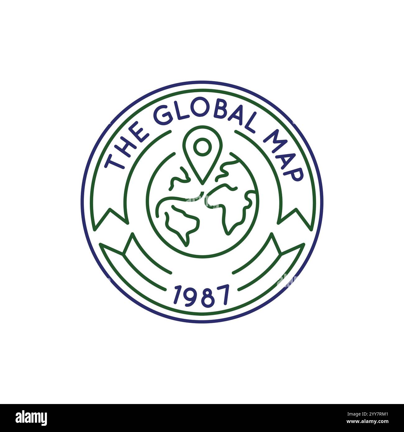 Einfaches Logo mit globalem Kartensymbol Stock Vektor Einfaches Logo mit globalem Kartensymbol Stock Vektor