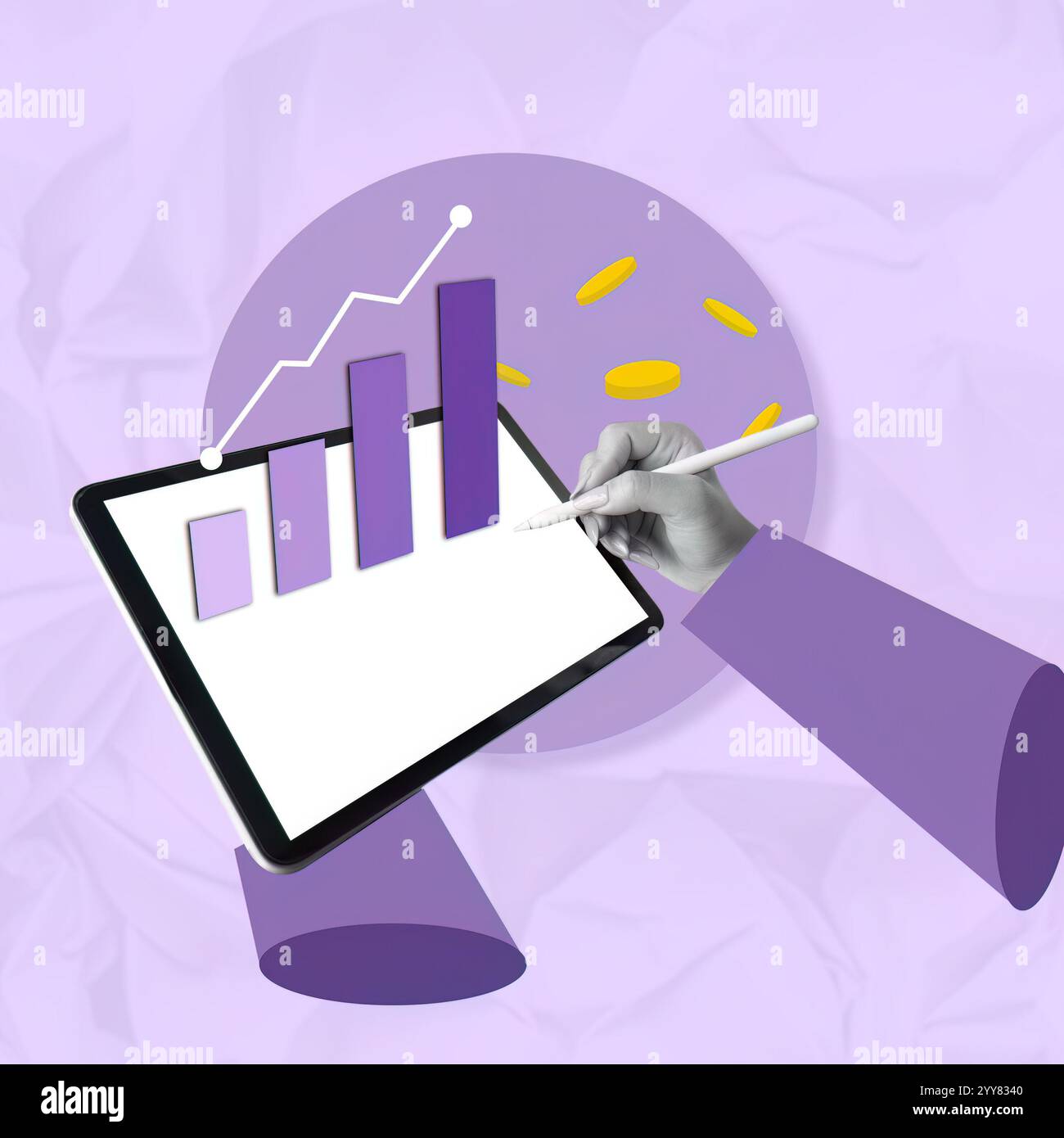Datenanalyse Collage Einblicke in das Unternehmenswachstum digitale Arbeitsbereiche Infografik Moderne Umgebung strategischer Standpunkt Stockfoto