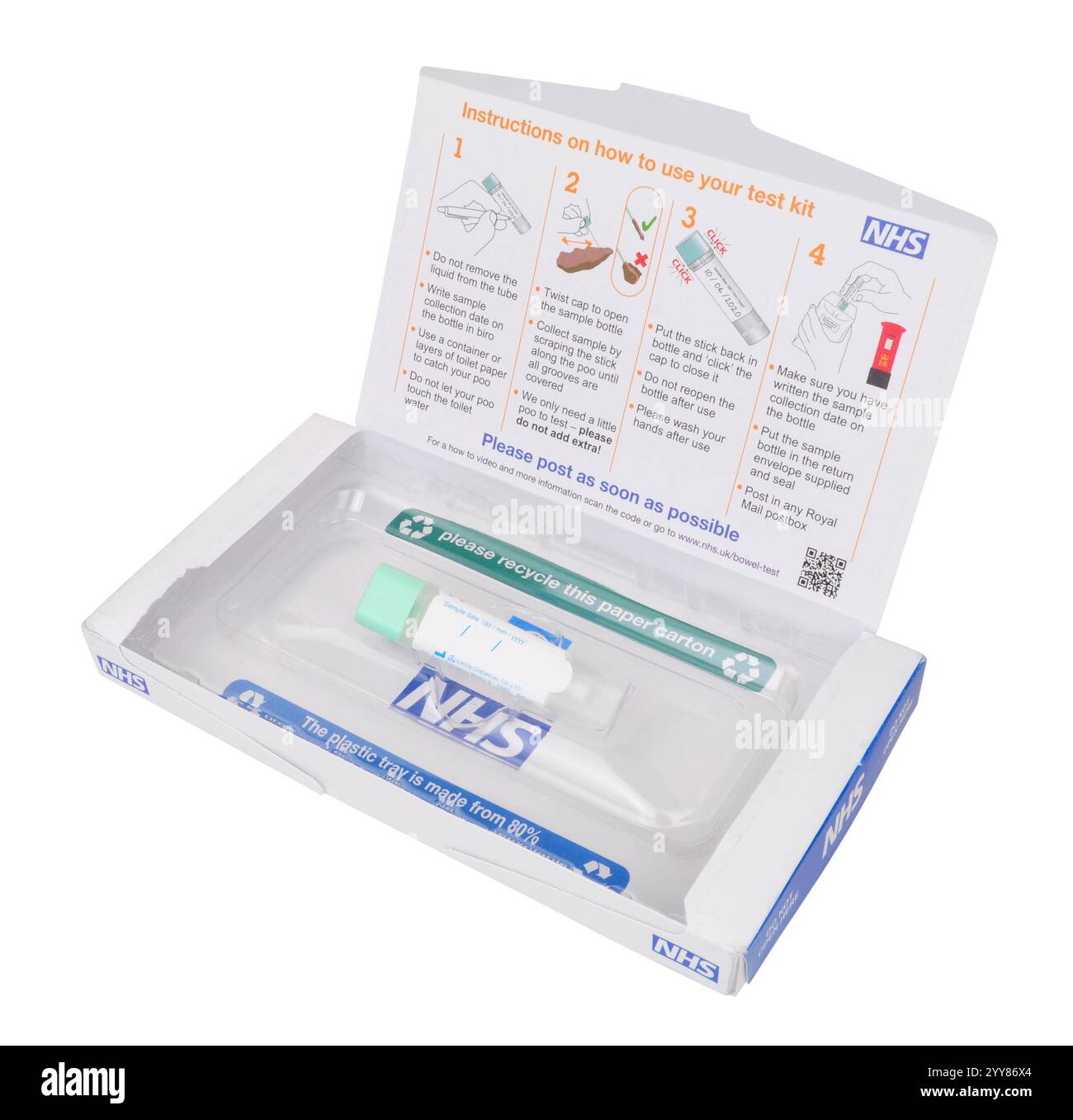 Immunchemisches Testkit für das NHS-Darmkarzinom-Screening im Stuhl Stockfoto
