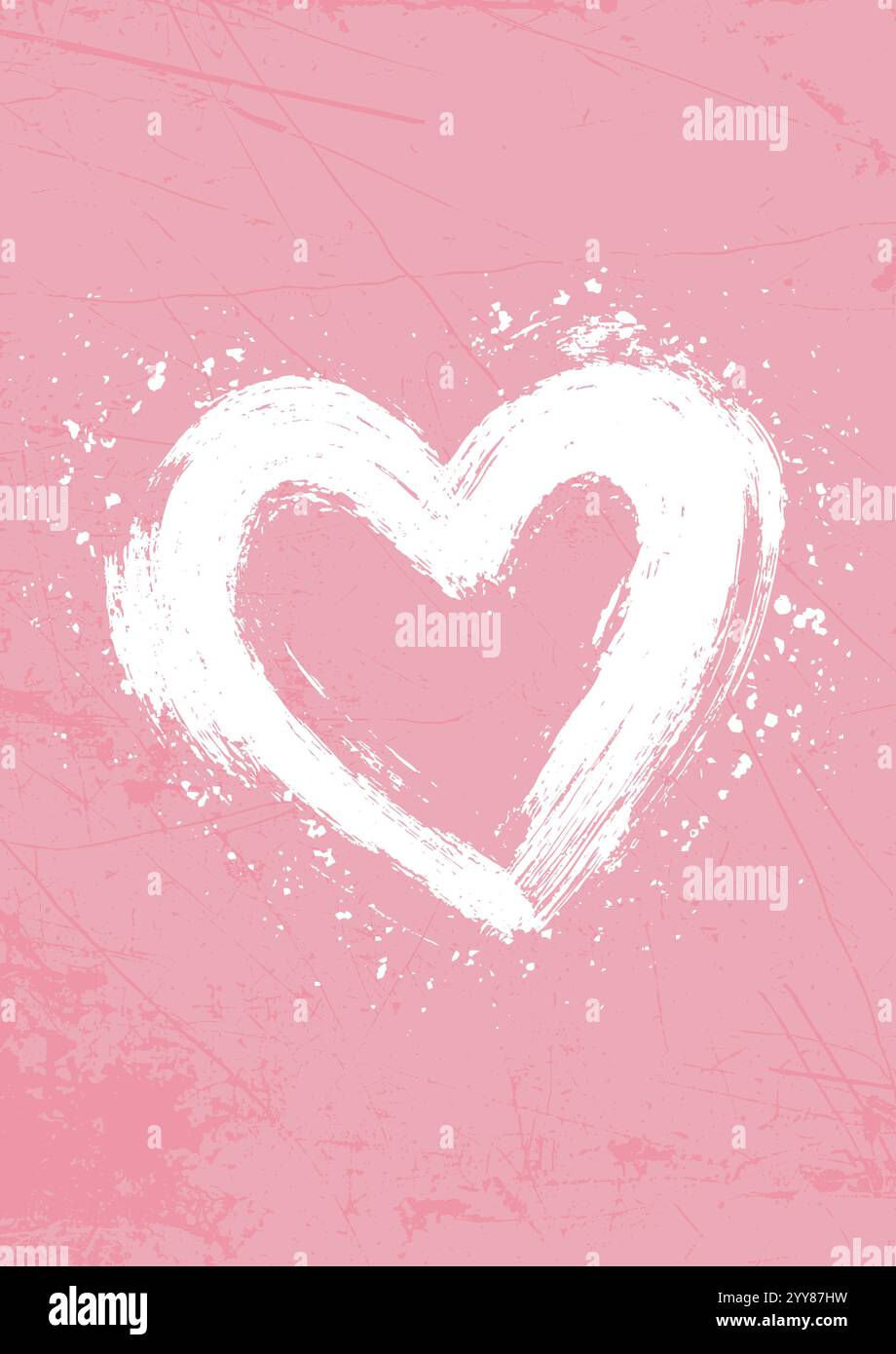 Grunge Valentinstag Hintergrund mit einem handgemalten Herzdesign Stock Vektor