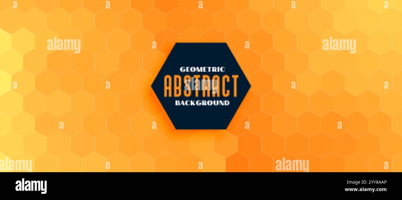 Orangegelbes Banner mit geometrischem sechseckigem Muster Stock Vektor