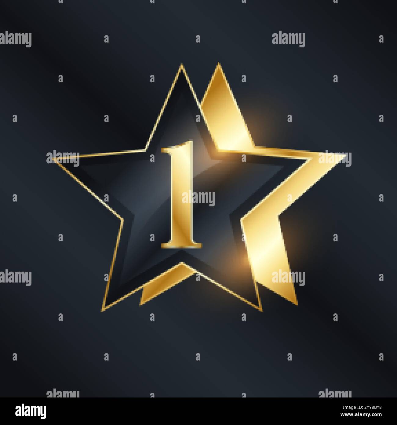 Star-Label Nummer eins in goldener Farbe Stock Vektor