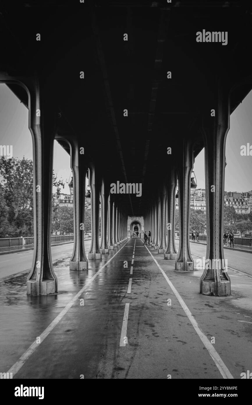 Erkunden Sie die Pariser Atmosphäre von Pont de Bir-Hakeim, wo jede Ecke eine Geschichte durch ihre zeitlose Architektur und das pulsierende Stadtleben erzählt Stockfoto