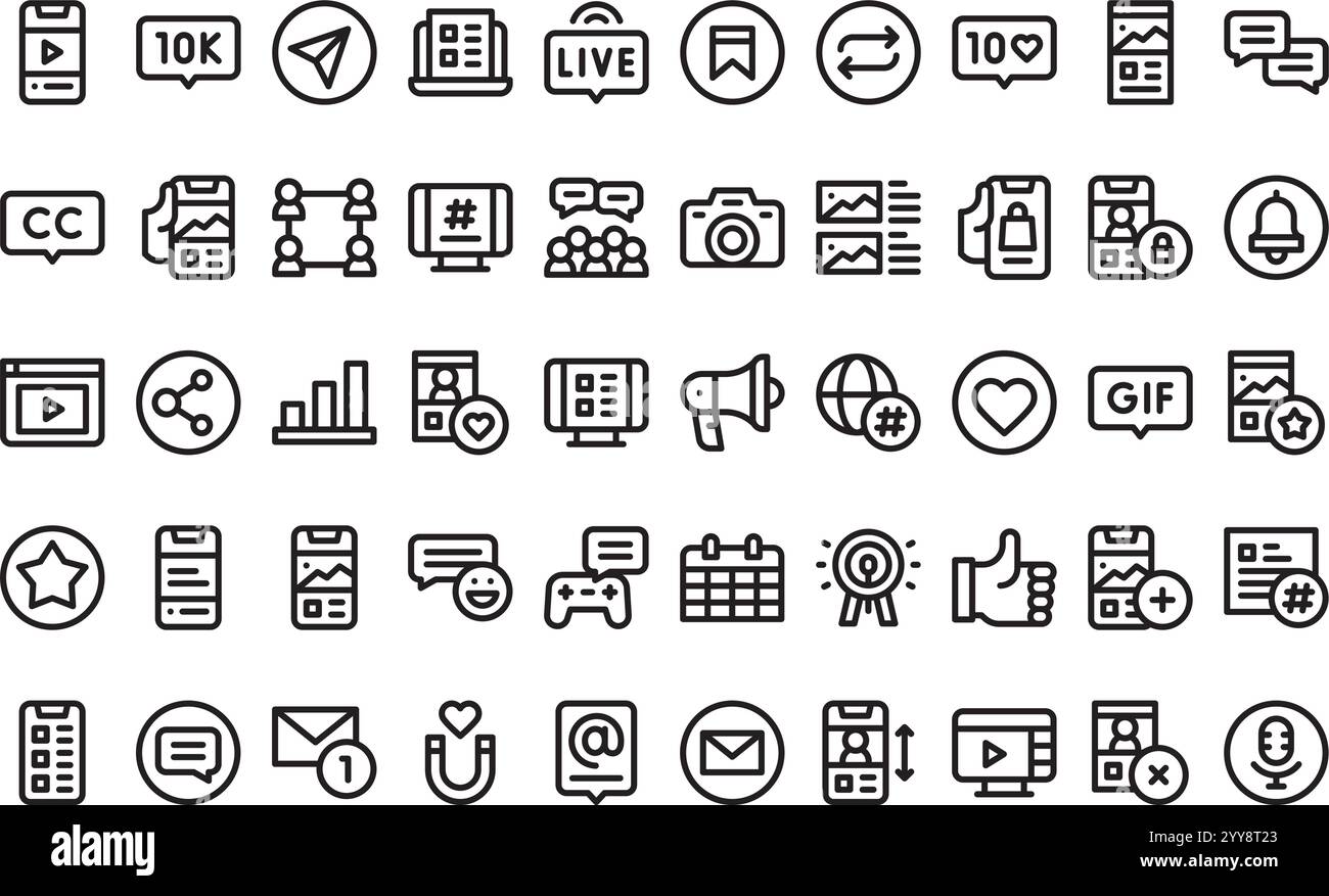 Hochwertige Sammlung von Vektorsymbolen mit editierbarer Kontur. Ideal für professionelle und kreative Projekte. Stock Vektor