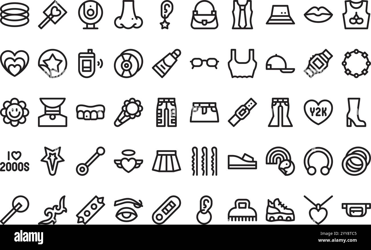 Hochwertige Sammlung von Vektorsymbolen mit editierbarer Kontur. Ideal für professionelle und kreative Projekte. Stock Vektor