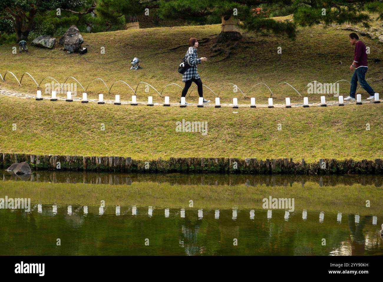 Genkyuen Garden befindet sich im Schloss Hikone in Hikone Shiga Japan Stockfoto