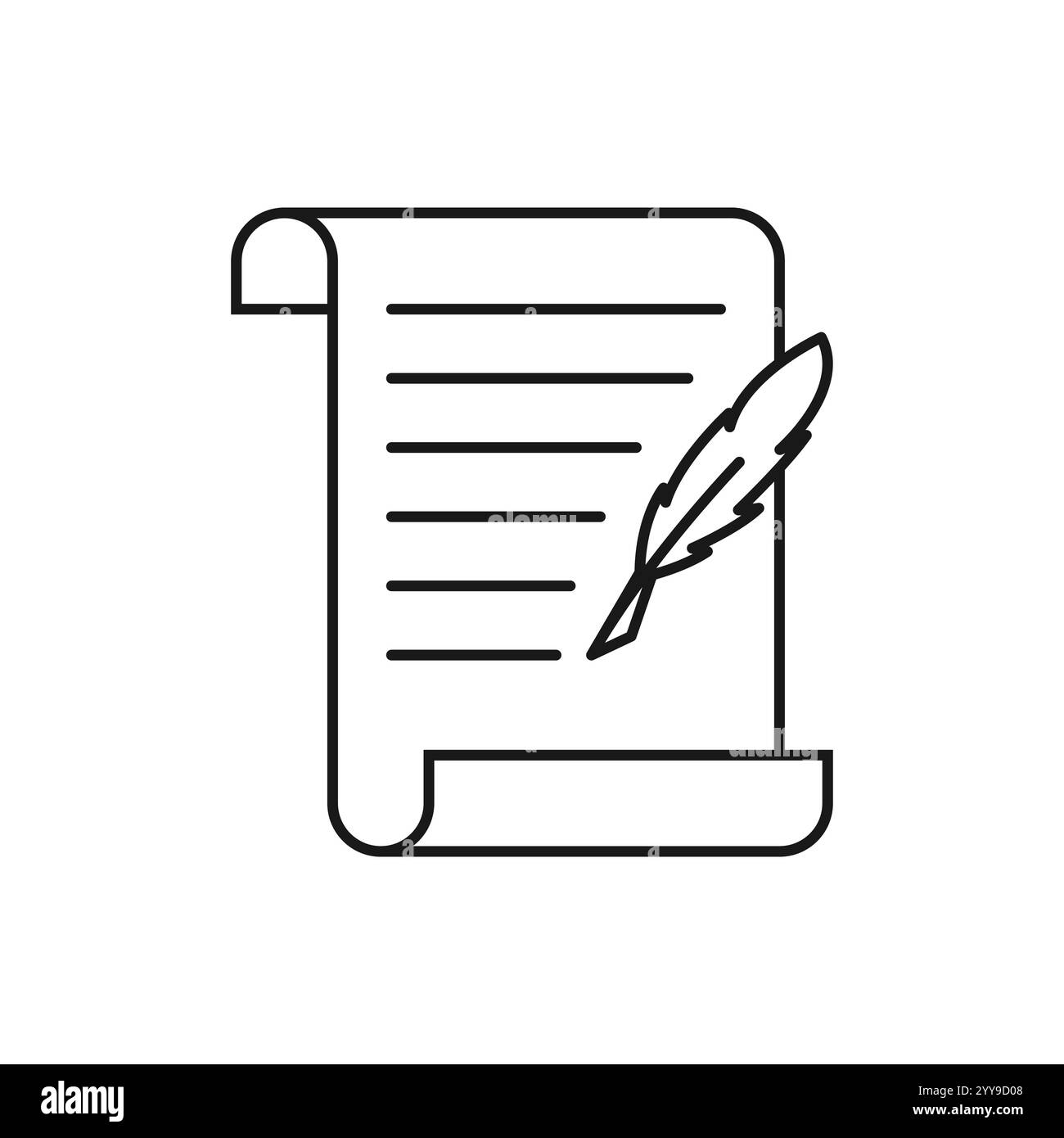 Symbol „Verlauf, Schreiben“. Linienstil für Webvorlage und App. Einfache dünne Linie, Poesie, Buchkonzept, Bildung, Vektor-Illustration Design auf weißem bac Stock Vektor