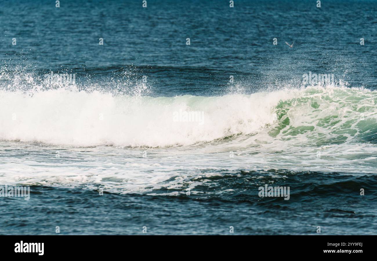 Nahaufnahme Welle spritzt mit Schaum im tropischen Meer Stockfoto