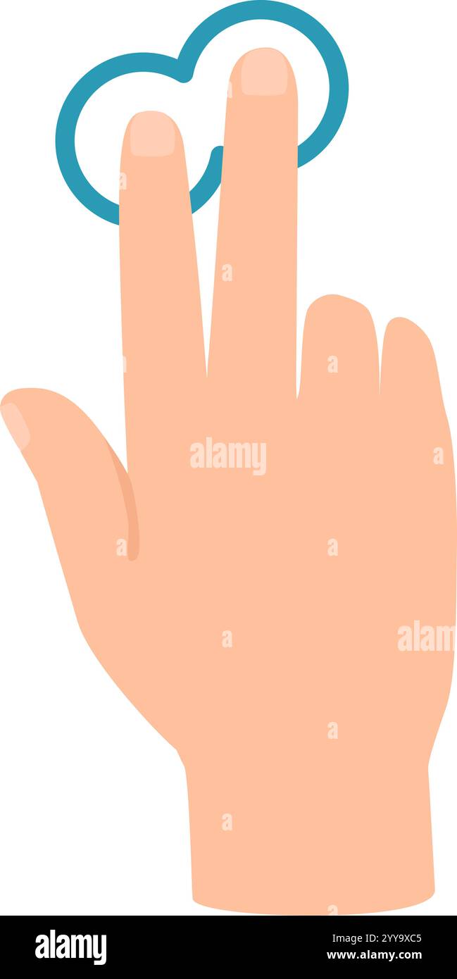 Zwei Finger drücken auf einem Touchscreen nach außen, vergrößern Inhalte und demonstrieren eine übliche Geste zum erweitern oder Vergrößern digitaler Elemente Stock Vektor