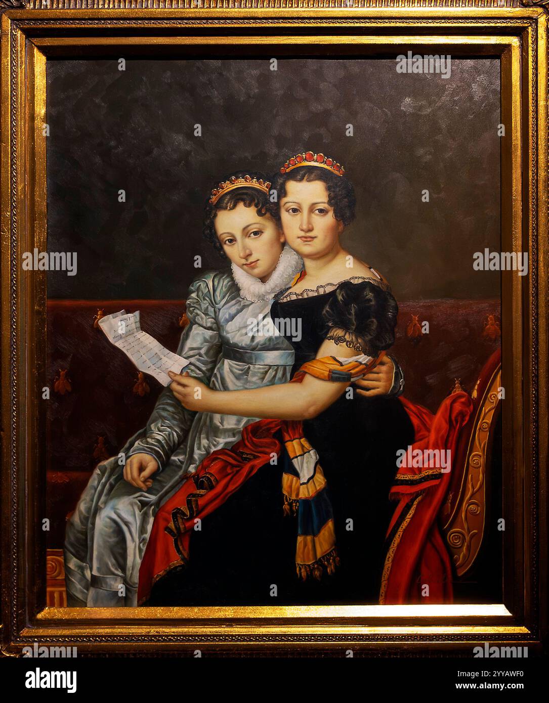 Porträt der Schwestern Zénaide und Charlotte Bonaparte 1821 von Jacques-Louis David Stockfoto