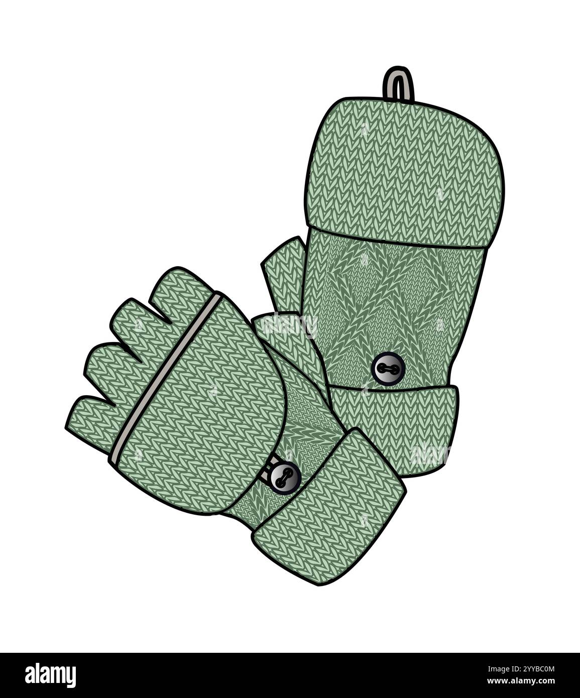 Umschlagstrickhandschuhe Design technische Zeichnung von adobe Illustrator. Stock Vektor