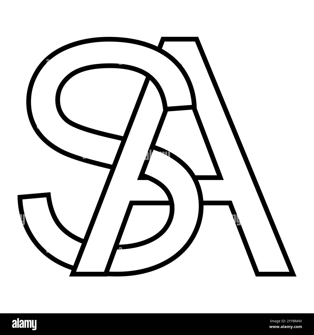 Logozeichen sa als Symbol Doppelbuchstaben Logotyp s a Stock Vektor