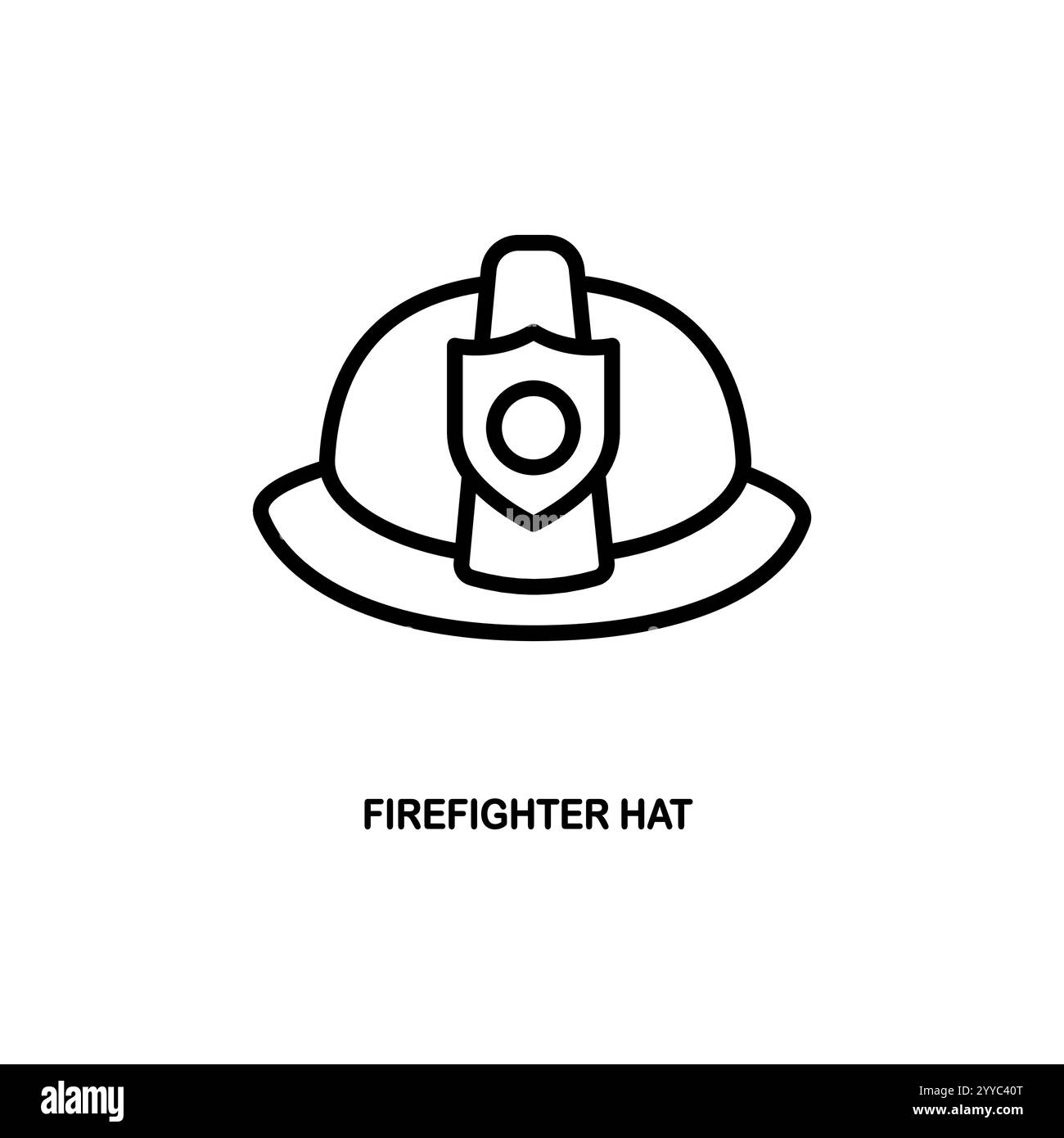 Umrisssymbol für den Feuerwehrhut. Linearer Vektor aus dem Modekonzept. Dünne Linie Feuerwehrhut Symbol isoliert auf weißem Hintergrund Stock Vektor