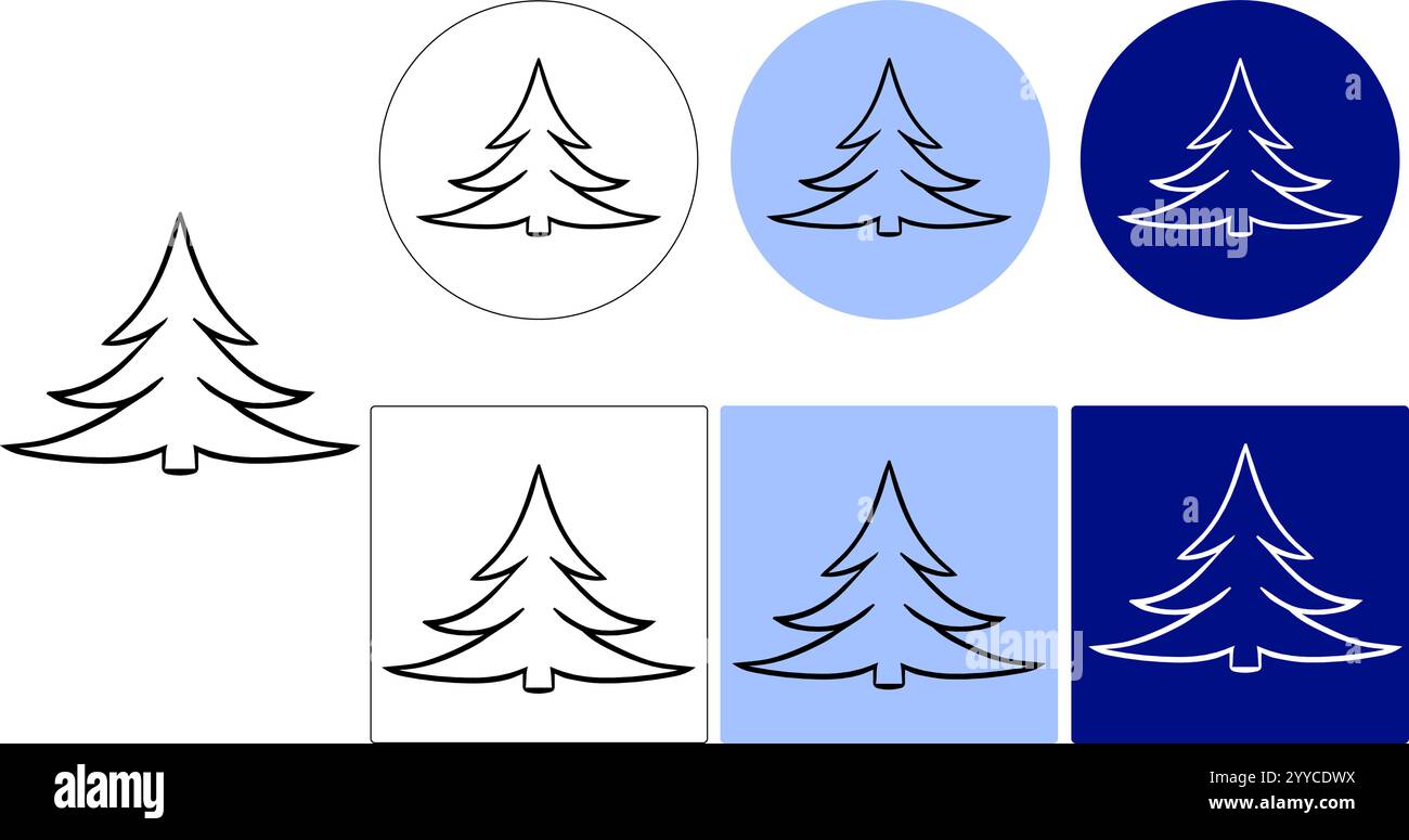 Pinienbaum Logo Design Silhouette Symbol Vektor. Grafische Linie mit Pinienbaum-Logo Stock Vektor