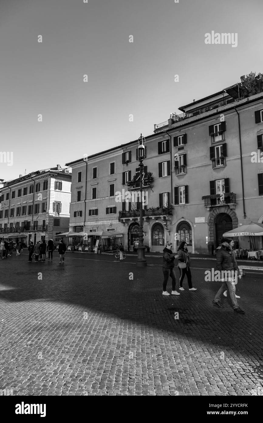 Rom, Italien - 5. April 2019: Die Piazza Navona ist ein öffentlicher Platz in Rom, der auf dem Domitian-Stadion in Form eines offenen Raumes des Stadions errichtet wurde Stockfoto