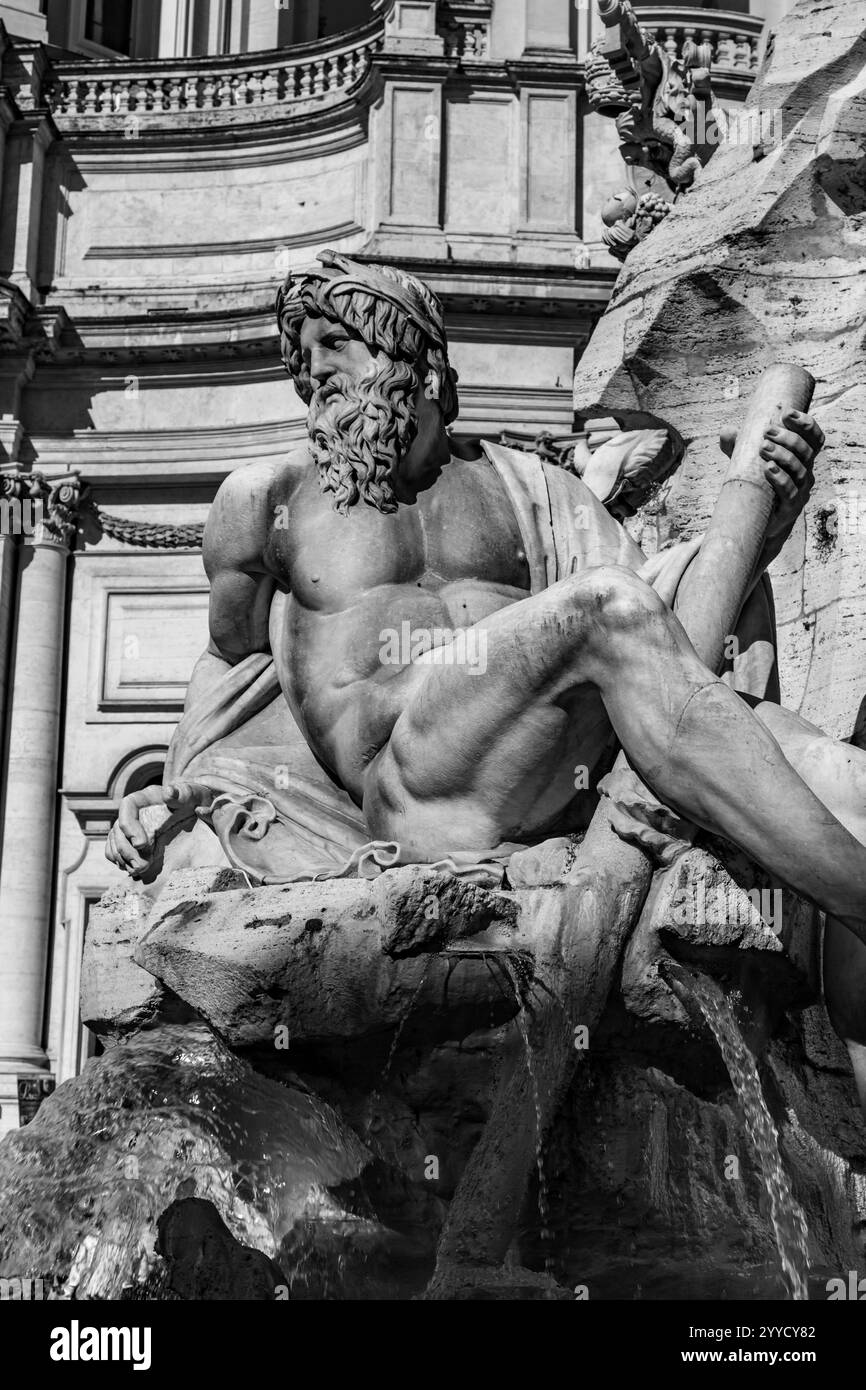 Rom, Italien - 5. April 2019: Die Piazza Navona ist ein öffentlicher Platz in Rom, der auf dem Domitian-Stadion in Form eines offenen Raumes des Stadions errichtet wurde Stockfoto