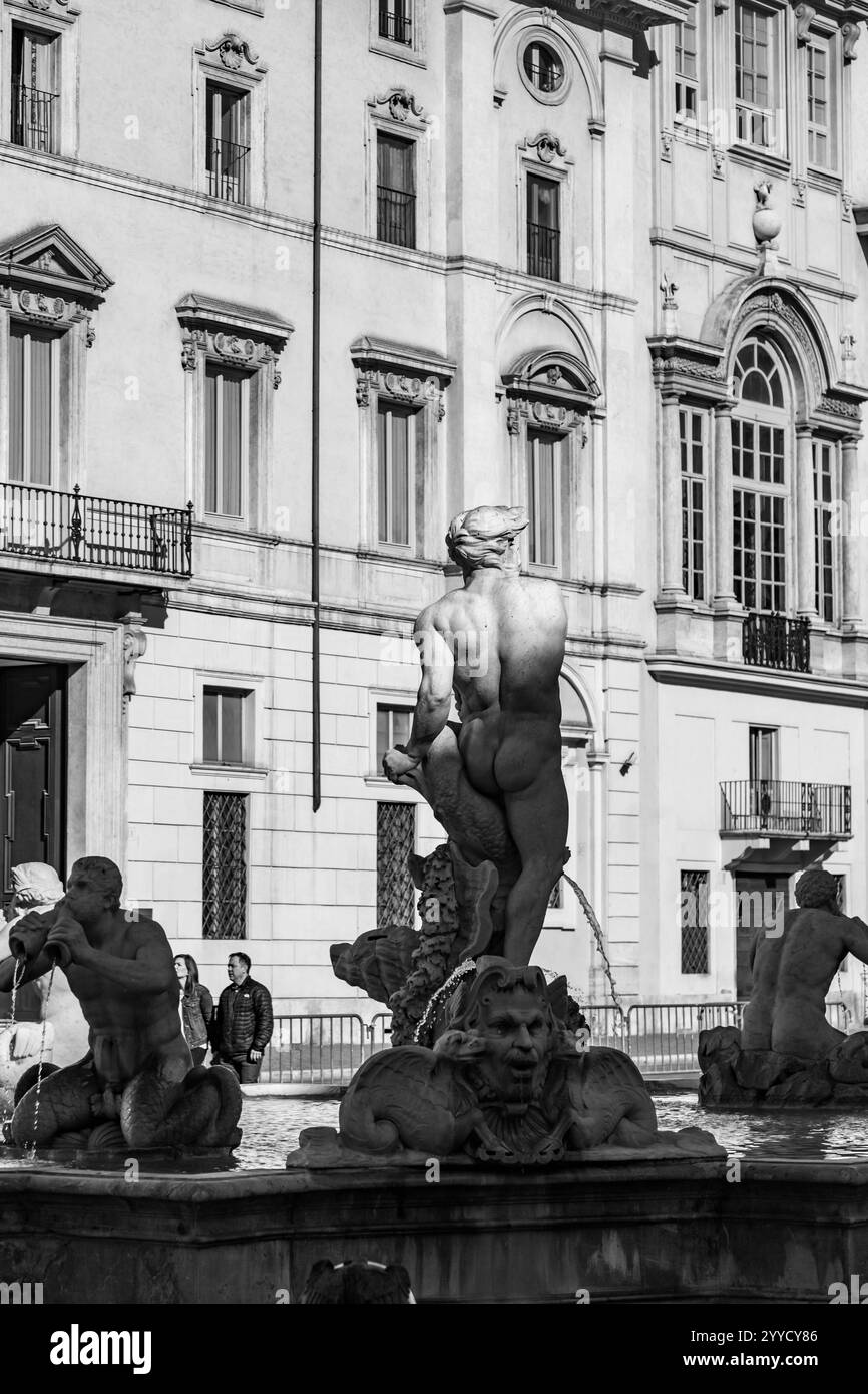 Rom, Italien - 5. April 2019: Die Piazza Navona ist ein öffentlicher Platz in Rom, der auf dem Domitian-Stadion in Form eines offenen Raumes des Stadions errichtet wurde Stockfoto