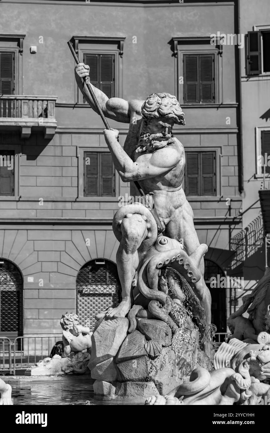 Rom, Italien - 5. April 2019: Die Piazza Navona ist ein öffentlicher Platz in Rom, der auf dem Domitian-Stadion in Form eines offenen Raumes des Stadions errichtet wurde Stockfoto