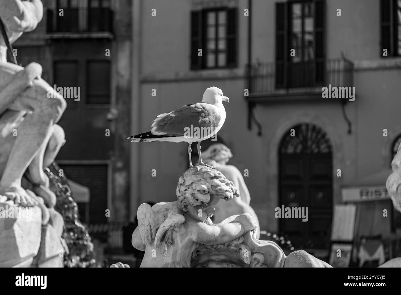 Rom, Italien - 5. April 2019: Die Piazza Navona ist ein öffentlicher Platz in Rom, der auf dem Domitian-Stadion in Form eines offenen Raumes des Stadions errichtet wurde Stockfoto