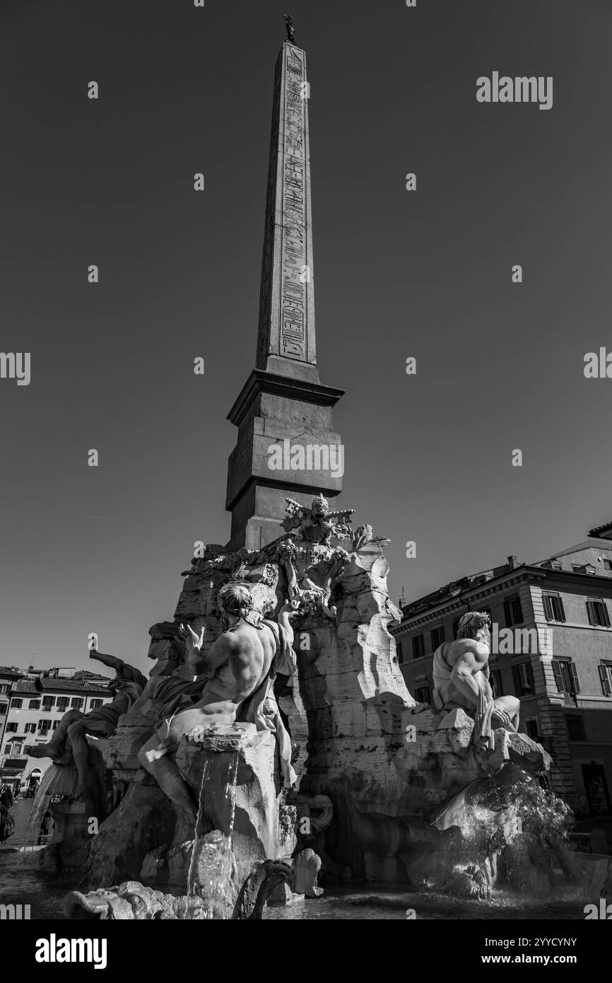 Rom, Italien - 5. April 2019: Die Piazza Navona ist ein öffentlicher Platz in Rom, der auf dem Domitian-Stadion in Form eines offenen Raumes des Stadions errichtet wurde Stockfoto