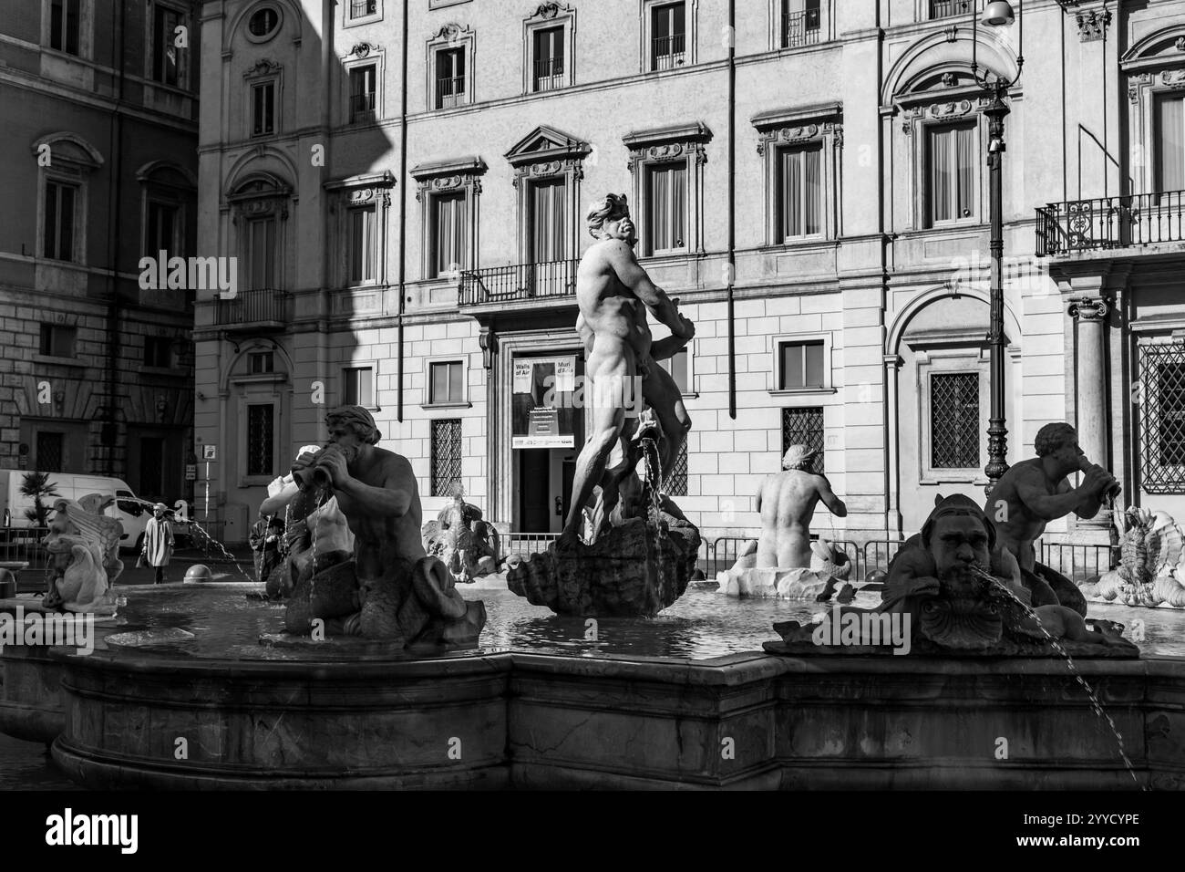 Rom, Italien - 5. April 2019: Die Piazza Navona ist ein öffentlicher Platz in Rom, der auf dem Domitian-Stadion in Form eines offenen Raumes des Stadions errichtet wurde Stockfoto