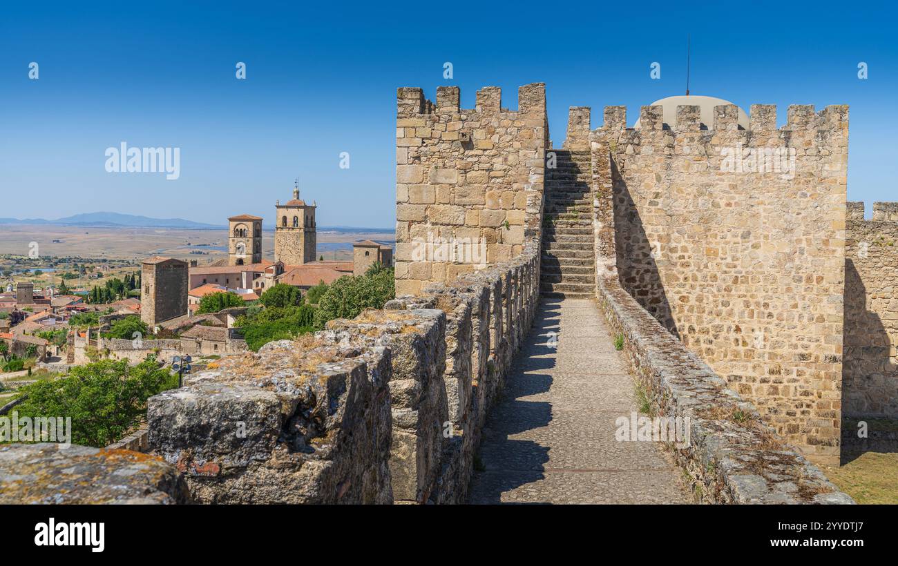 Blick auf die monumentale Stadt Trujillo in Extremadura, Spanien. Stockfoto