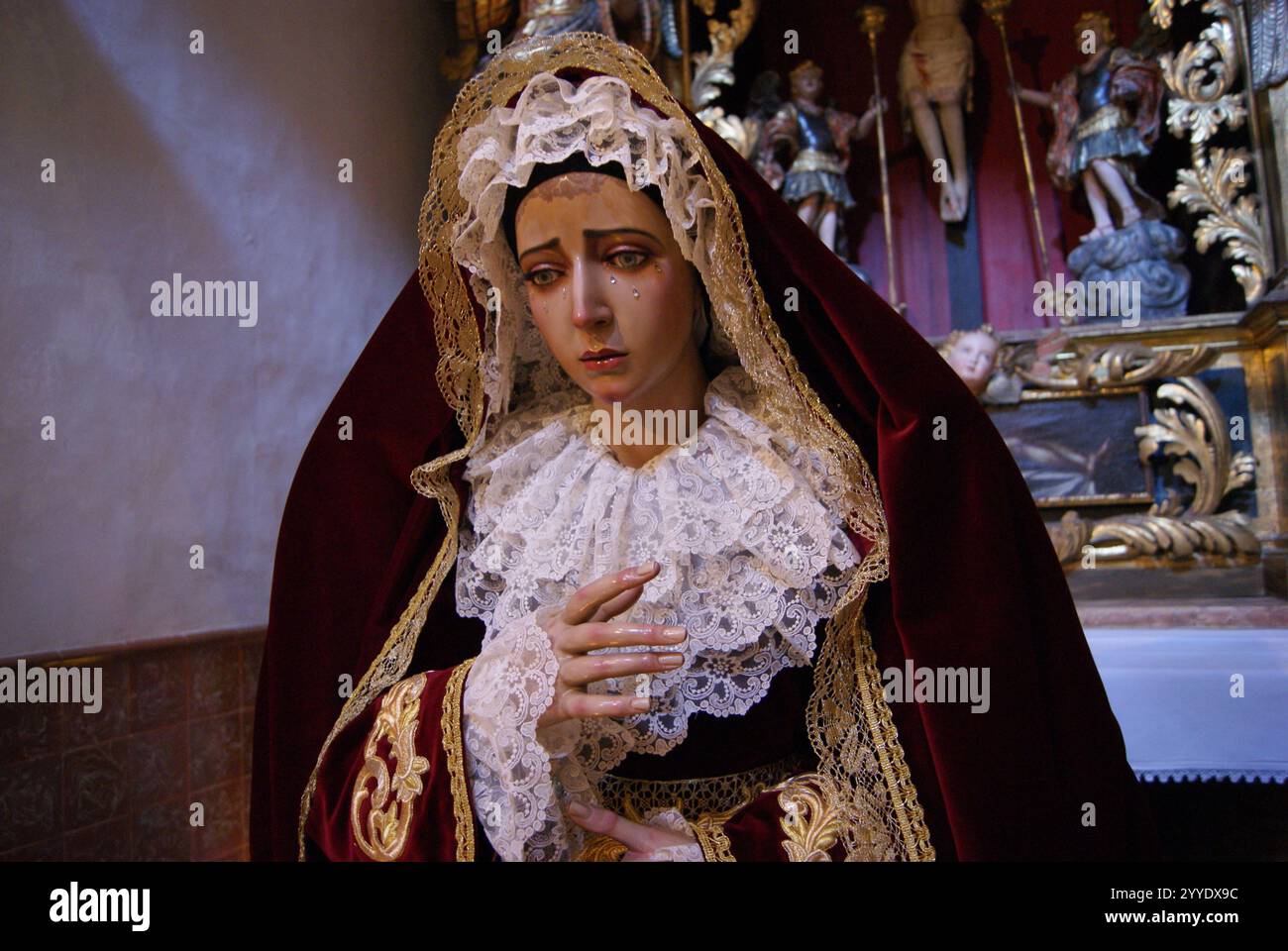 Katholische Statue, Kloster Santa Clara, Palma, Mallorca Stockfoto