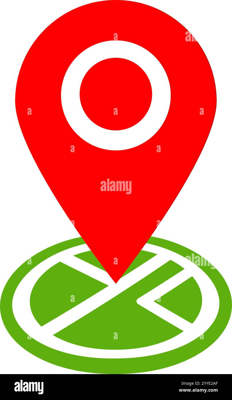 Roter Kartenzeiger, Kartenstift 3D Stock Vektor