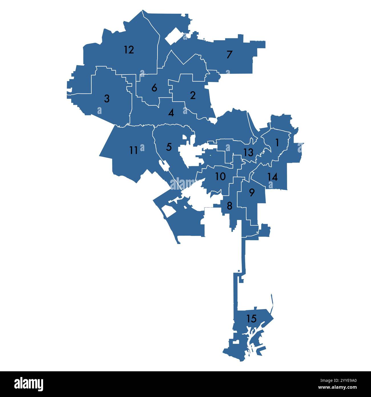 Karte der Bezirke von Los Angeles Stockfoto