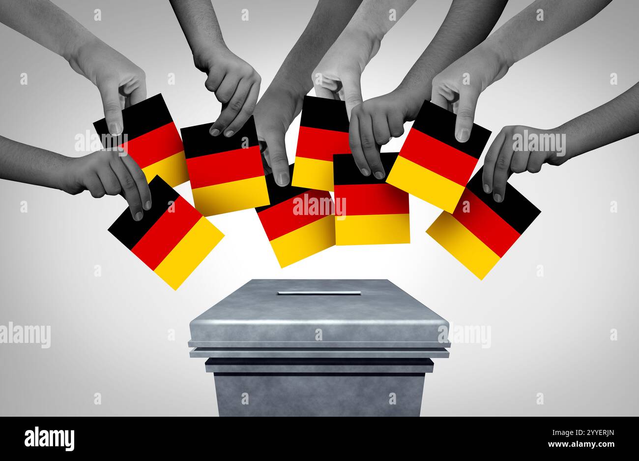 Die deutsche Bevölkerung stimmt und Deutschland stimmte mit Stimmabgabe für Kanzlerkandidaten und repräsentative Wahlen in Europa als eine europäische politische el Stockfoto