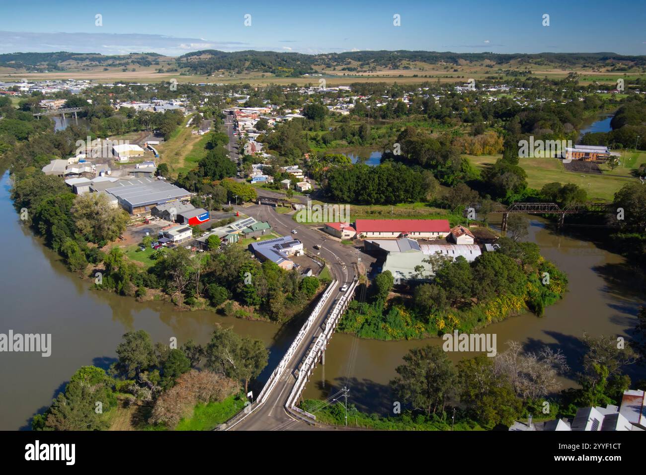 Luftlinie von Lismore Northern Rivers New South Wales Australien Stockfoto