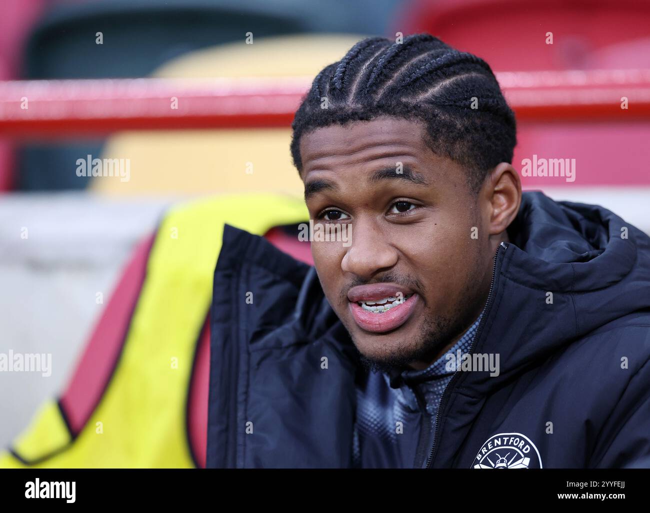 London, England, 21. Dezember 2024. Brentfords Jayden Meghoma während des Premier League-Spiels im Gtech Community Stadium in London. Der Bildnachweis sollte lauten: David Klein / Sportimage Stockfoto