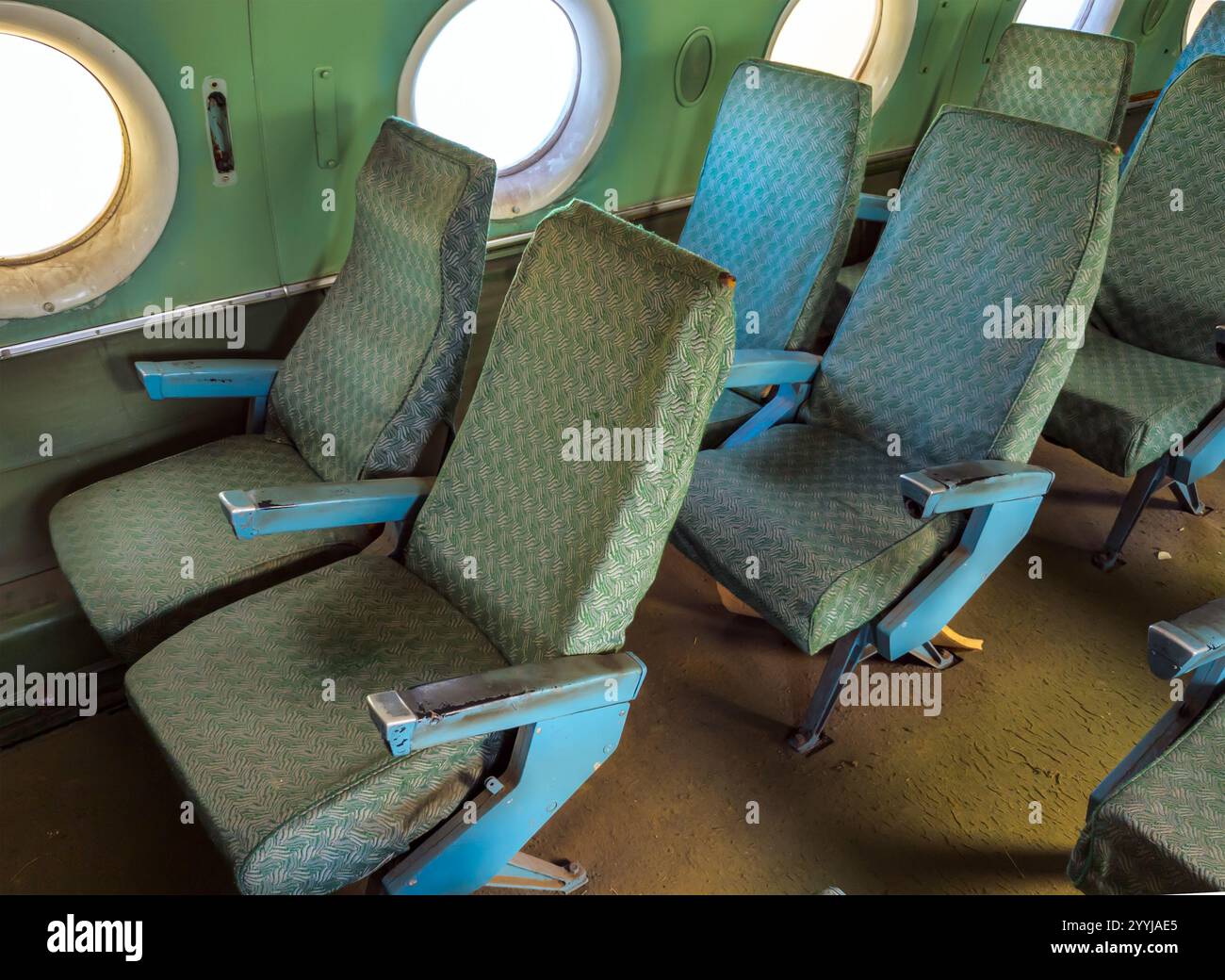 Fragment des Passagierflugzeugs TU-124, Museum der Geschichte der Zivilluftfahrt, Uljanowsk Stockfoto