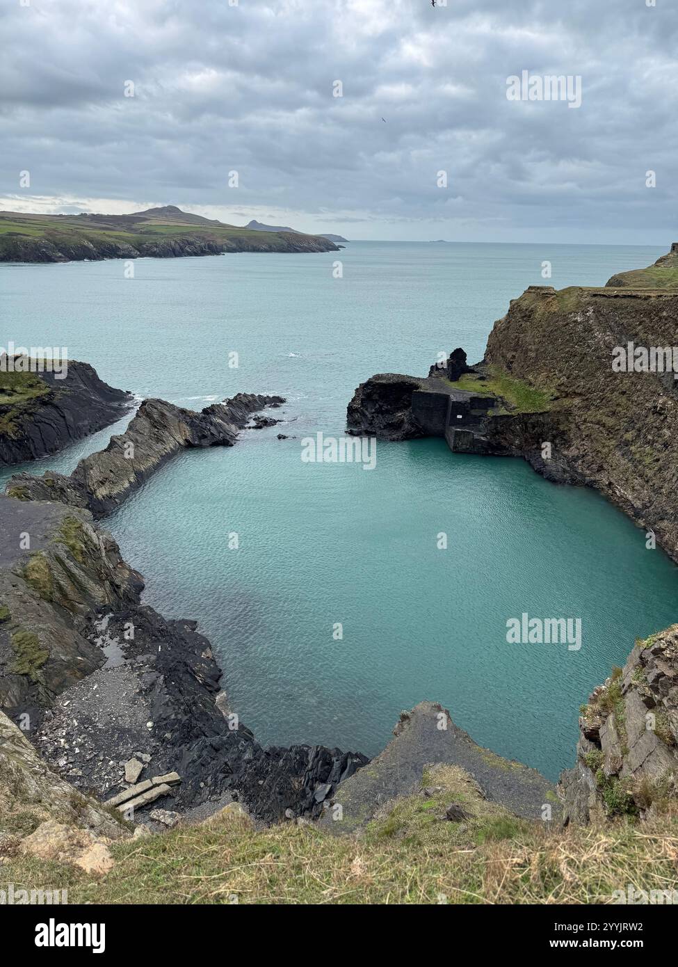 Der blaue Pool, Abereiddy, Pembrokeshire, Wales Stockfoto