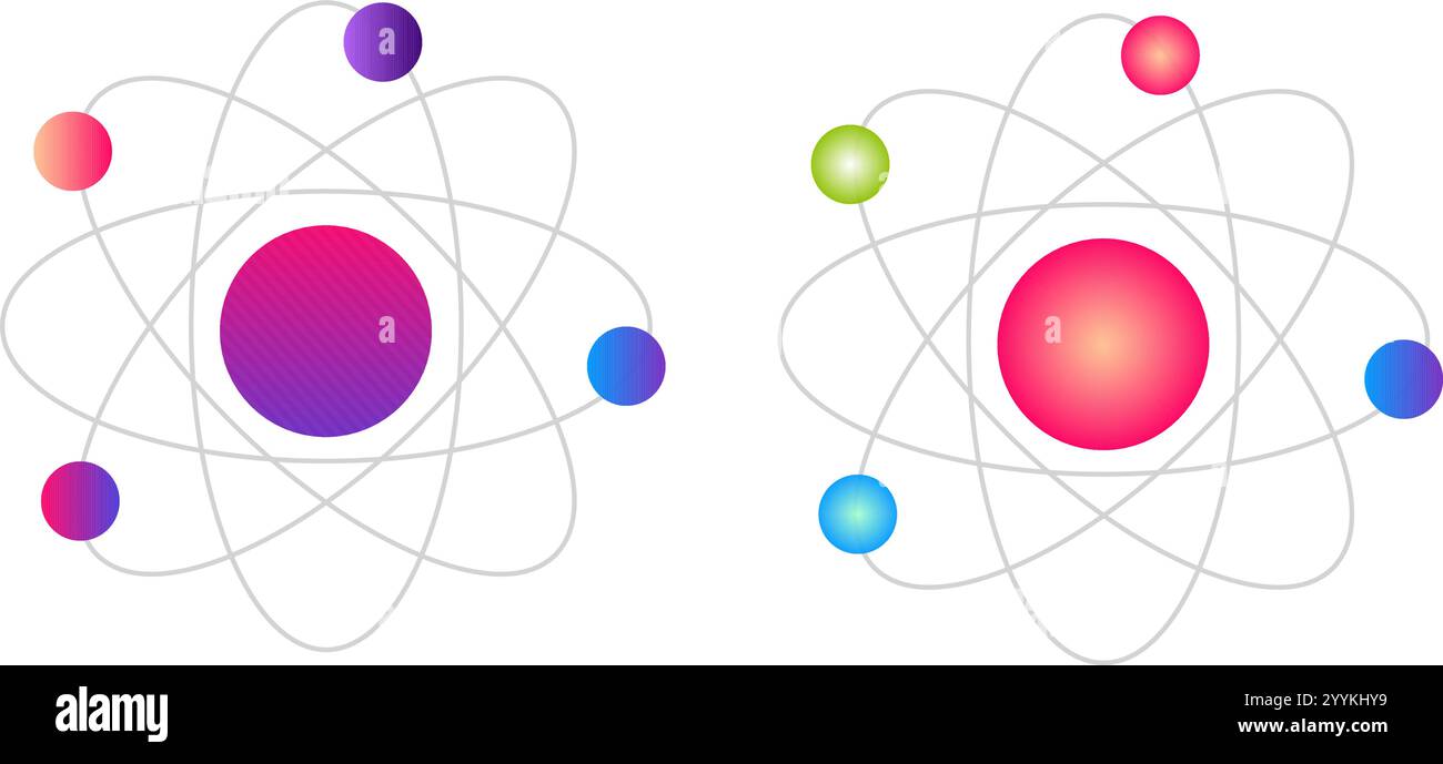 Abbildung des atomstrukturmodells mit Atompartikeln Stock Vektor