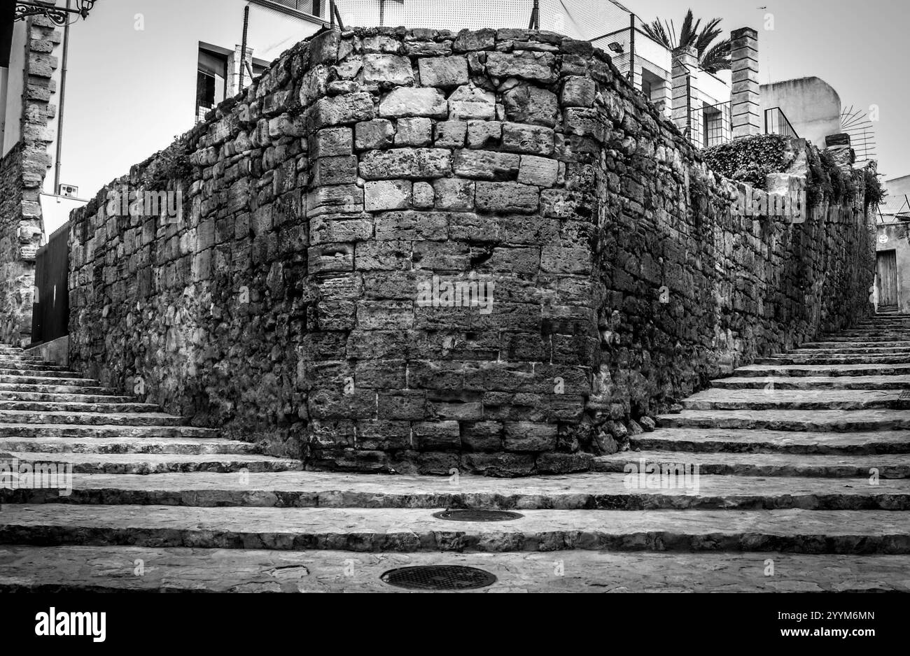 Monochromer Blick auf Palma, Mallorca Stockfoto
