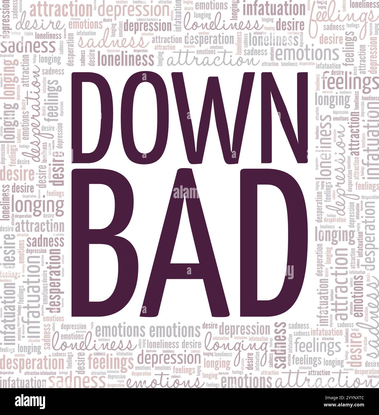 Nach unten schlechte Wort Cloud Konzeptdesign isoliert auf weißem Hintergrund. Stock Vektor