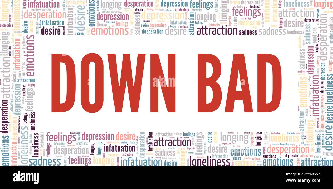 Nach unten schlechte Wort Cloud Konzeptdesign isoliert auf weißem Hintergrund. Stock Vektor